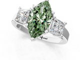 White gold Three-Stone Fancy Green Marquise  Cut Solitaire Ring with Prong Setting_4