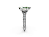 White gold Three-Stone Fancy Green Marquise  Diamond Milgrain Pave Band with Prong Setting 3