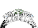 White gold Three-Stone Fancy Green Marquise  Diamond Milgrain Pave Band with Prong Setting 5