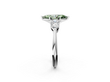 White gold Three-Stone Fancy Green Marquise  Diamond Ring with Pear Side Stones in Four-Prong Setting_90