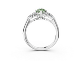White gold Three-Stone Fancy Green Marquise  Diamond Ring with Pear Side Stones in Four-Prong Setting_91