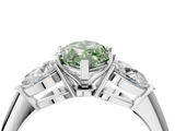 White gold Three-Stone Fancy Green Marquise  Diamond Ring with Pear Side Stones in Four-Prong Setting_92