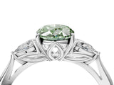 White gold Three-Stone Fancy Green Oval Cut Brilliant Diamond Solitaire Ring with Tapered Band and Four-Prong Setting_35