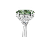 White gold Three-Stone Fancy Green Oval Cut Brilliant Diamond Solitaire Ring with Tapered Band and Four-Prong Setting_36