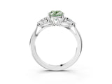White gold Three-Stone Fancy Green Oval Cut Brilliant Diamond Solitaire Ring with Tapered Band and Four-Prong Setting_41
