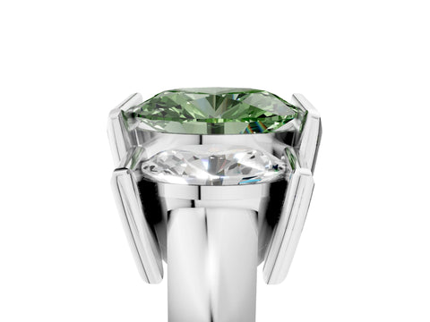 White gold Three Stone Fancy Green Oval Cut Cut Channel Set Diamond Ring_29