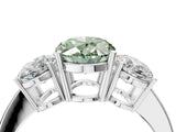 White gold Three-Stone Fancy Green Oval Cut Cut Diamond Engagement Ring with Flat Band and Four-Prong Setting_16