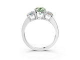 White gold Three-Stone Fancy Green Oval Cut Cut Diamond Engagement Ring with Flat Band and Four-Prong Setting_16