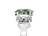 White gold Three-Stone Fancy Green Oval Cut Cut Diamond Engagement Ring with Flat Band and Four-Prong Setting_17