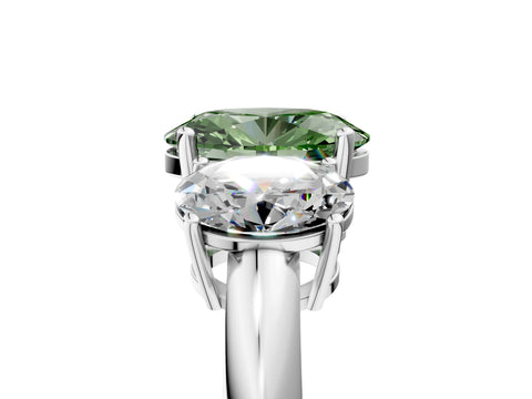 White gold Three-Stone Fancy Green Oval Cut Cut Diamond Engagement Ring with Prong Setting on a White Gold Band_17
