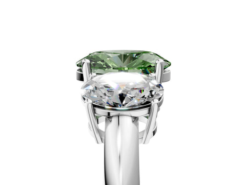 White gold Three-Stone Fancy Green Oval Cut Cut Diamond Engagement Ring with Prong Setting on a White Gold Band_41