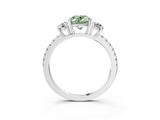 White gold Three-Stone Fancy Green Oval Cut Cut Diamond Pavé Band with Prong Setting_30