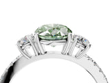 White gold Three-Stone Fancy Green Oval Cut Cut Diamond Pavé Band with Prong Setting_31