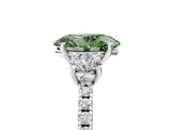 White gold Three-Stone Fancy Green Oval Cut Cut Diamond Pavé Band with Prong Setting_32