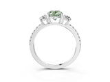 White gold Three-Stone Fancy Green Oval Cut Cut Diamond Pavé Band with Prong Setting_36