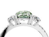 White gold Three-Stone Fancy Green Oval Cut Cut Diamond Pavé Band with Prong Setting_37