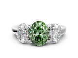 White gold Three-Stone Fancy Green Oval Cut Cut Diamond Ring with Channel Set Band and Four-Prong Setting_18