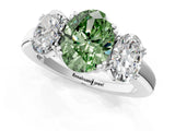 White gold Three-Stone Fancy Green Oval Cut Cut Diamond Ring with Channel Set Band and Four-Prong Setting_49