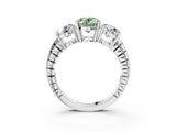 White gold Three-Stone Fancy Green Oval Cut Cut Diamond Ring with Channel-Set Band and Prong Setting_3