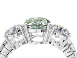 White gold Three-Stone Fancy Green Oval Cut Cut Diamond Ring with Channel-Set Band and Prong Setting_4