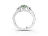 White gold Three-Stone Fancy Green Oval Cut Cut Diamond Ring with Prong Setting and Classic Band_15