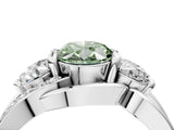 White gold Three-Stone Fancy Green Oval Cut Cut Diamond Split Shank Prong Set Ring_16