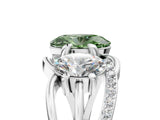 White gold Three-Stone Fancy Green Oval Cut Cut Diamond Split Shank Prong Set Ring_17