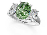 White gold Three-Stone Fancy Green Oval Cut Cut Solitaire Ring with Classic Prong Setting_13