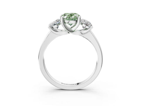 White gold Three-Stone Fancy Green Oval Cut Cut Solitaire Ring with Classic Prong Setting_15