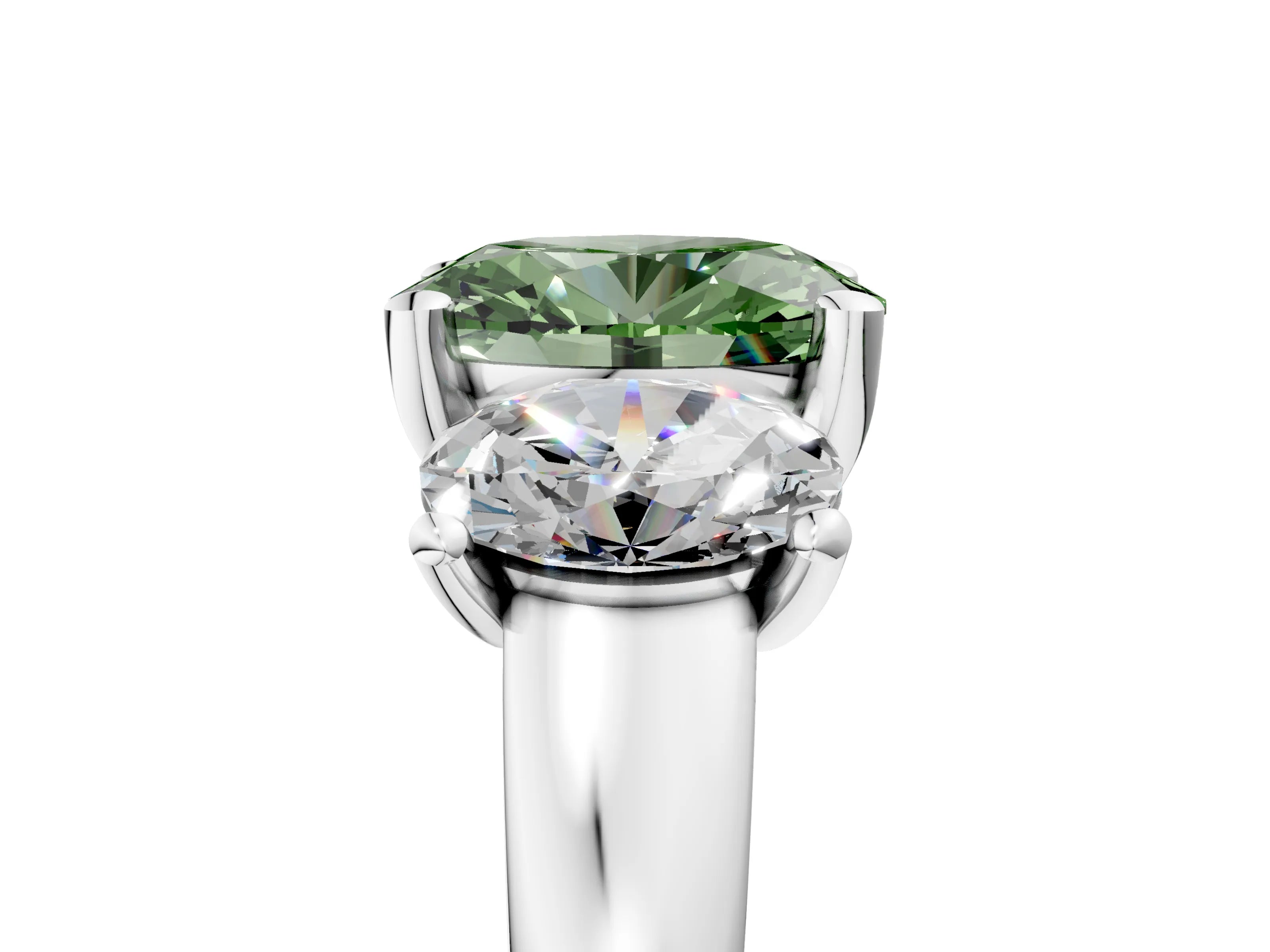 White gold Three-Stone Fancy Green Oval Cut Cut Solitaire Ring with Classic Prong Setting_17