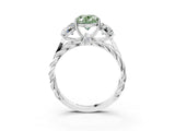White gold Three-Stone Fancy Green Oval Cut Diamond Braided Band Ring with Four-Prong Setting_23