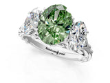 White gold Three-Stone Fancy Green Oval Cut Diamond Braided Band Ring with Four-Prong Setting_41