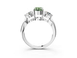 White gold Three-Stone Fancy Green Oval Cut Diamond Channel Set Engagement Ring with Prong Setting_15