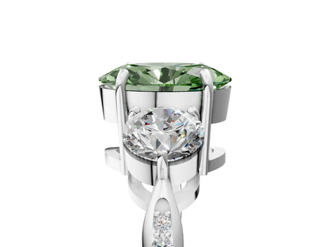 White gold Three-Stone Fancy Green Oval Cut Diamond Channel Set Engagement Ring with Prong Setting_17