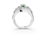 White gold Three-Stone Fancy Green Oval Cut Diamond Engagement Ring with Pave Band and Prong Setting_15