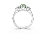 White gold Three-Stone Fancy Green Oval Cut Diamond Engagement Ring with Prong Setting_18