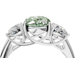 White gold Three-Stone Fancy Green Oval Cut Diamond Engagement Ring with Prong Setting_19