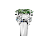 White gold Three-Stone Fancy Green Oval Cut Diamond Engagement Ring with Prong Setting_20
