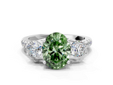 White gold Three-Stone Fancy Green Oval  Cut Diamond Pavé Band with Four-Prong Setting_28