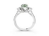 White gold Three-Stone Fancy Green Oval  Cut Diamond Pavé Band with Four-Prong Setting_31