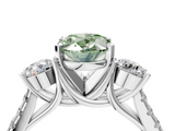 White gold Three-Stone Fancy Green Oval  Cut Diamond Pavé Band with Four-Prong Setting_32