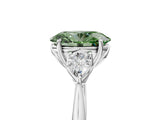 White gold Three-Stone Fancy Green Oval Cut Diamond Ring with Pear  Side Stones in Four-Prong Setting_53