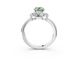 White gold Three-Stone Fancy Green Oval  Cut Diamond Solitaire with Prong Setting and Classic Band_44