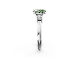White gold Three-Stone Fancy Green Oval  Cut Diamond Solitaire with Prong Setting and Classic Band_47