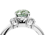 White gold Three-Stone Fancy Green Oval  Cut Diamond Solitaire with Prong Setting and Classic Band_49