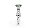 White gold Three-Stone Fancy Green Oval  Cut Diamond Twist Band with Prong Setting_51