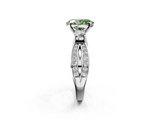 White gold Three-Stone Fancy Green Oval  Cut Diamond Twist Band with Prong Setting_52