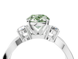 White gold Three-Stone Fancy Green Oval  Cut Diamond Twist Band with Prong Setting_54