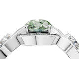White gold Three-Stone Fancy Green Oval Cut Diamond Wave Pave Band with Prong Setting_4
