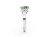 White gold Three-Stone Fancy Green Oval  Cut Solitaire Ring with Prong Setting_5